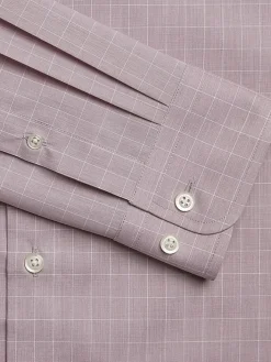 Patterned Dress Shirts|Dress Shirts-Joseph Abboud Classic Fit 100% Cotton Windowpane Dress Shirt Mauve