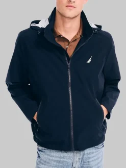 Outerwear|Casual Jackets & Vests-Nautica Classic Fit Breathable Hooded Bomber Jacket Navy
