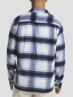 Outerwear|Casual Jackets & Vests-Weatherproof Vintage Classic Fit Brushed Plaid Shirt Jacket Navy