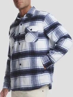 Outerwear|Casual Jackets & Vests-Weatherproof Vintage Classic Fit Brushed Plaid Shirt Jacket Navy