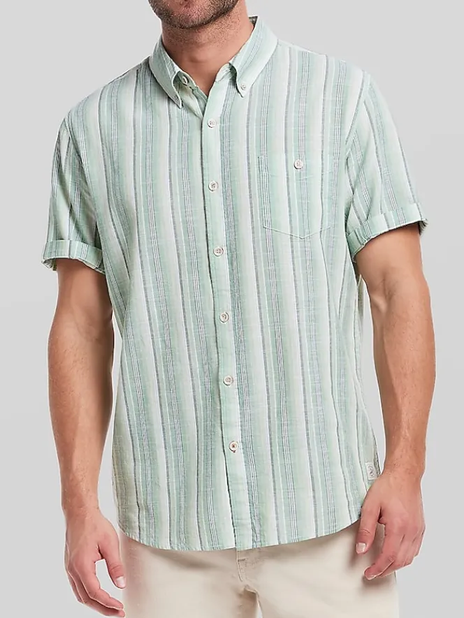 Button Up Shirts|Casual Shirts-Weatherproof Vintage Classic Fit Button Up Shirt Light Green