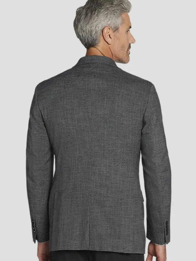 Sport Coats|Sport Coats-Michael Strahan Classic Fit Check Sport Coat Charcoal Check