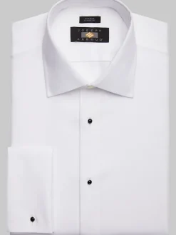 Big & Tall Dress Shirts|Formal Shirts-Joseph Abboud Classic Fit French Cuff Tuxedo Formal Shirt Navy Solid