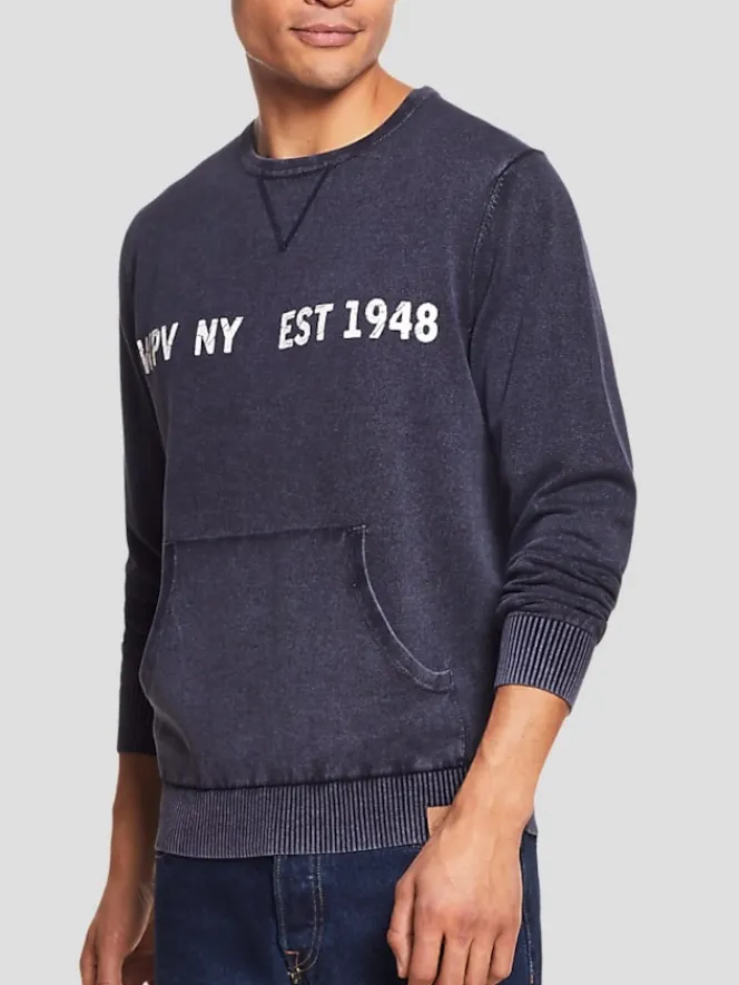 Sweaters|Pullovers & Layers-Weatherproof Vintage Classic Fit Graphic Crewneck Pullover Sweatshirt Dark Blue