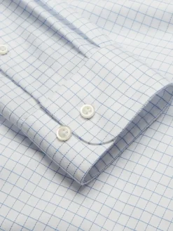 Dress Shirts|Patterned Dress Shirts-Pronto Uomo Classic Fit Grid Herringbone Dress Shirt Blue