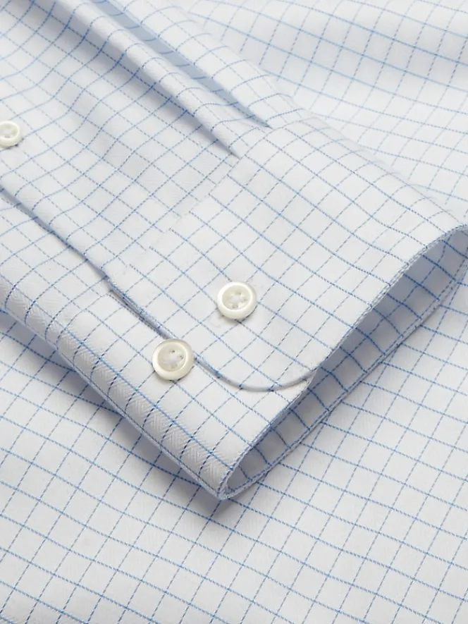 Dress Shirts|Patterned Dress Shirts-Pronto Uomo Classic Fit Grid Herringbone Dress Shirt Blue