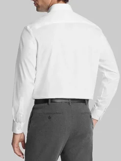 Solid Dress Shirts|White Dress Shirts-Calvin Klein Classic Fit Herringbone Dress Shirt Gray