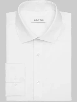Solid Dress Shirts|White Dress Shirts-Calvin Klein Classic Fit Herringbone Dress Shirt Gray