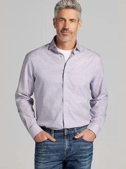 Patterned Dress Shirts|Dress Shirts-Pronto Uomo Classic Fit Houndstooth Dress Shirt Pink