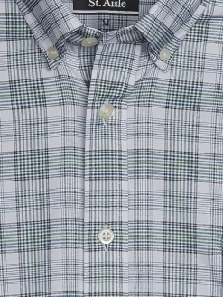 Button Up Shirts|Long Sleeve Button Up Shirts-St. Aisle Classic Fit Large Gingham Button Up Shirt Navy
