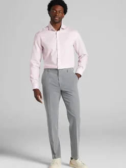 Patterned Dress Shirts|Dress Shirts-Pronto Uomo Classic Fit Mini Grid Dress Shirt Purple