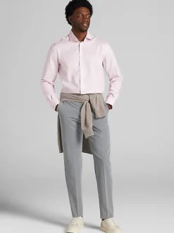 Patterned Dress Shirts|Dress Shirts-Pronto Uomo Classic Fit Mini Grid Dress Shirt Purple