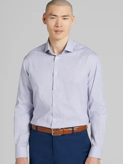 Patterned Dress Shirts|Dress Shirts-Pronto Uomo Classic Fit Mini Grid Dress Shirt Purple