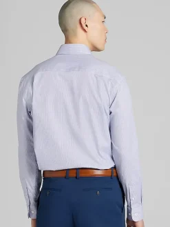 Patterned Dress Shirts|Dress Shirts-Pronto Uomo Classic Fit Mini Grid Dress Shirt Purple