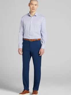 Patterned Dress Shirts|Dress Shirts-Pronto Uomo Classic Fit Mini Grid Dress Shirt Purple