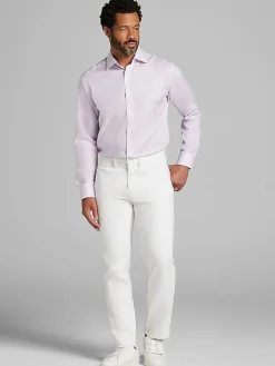 Patterned Dress Shirts|Designer Dress Shirts-Joseph Abboud Classic Fit Mini Grid Dress Shirt Purple