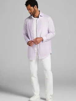 Patterned Dress Shirts|Designer Dress Shirts-Joseph Abboud Classic Fit Mini Grid Dress Shirt Purple