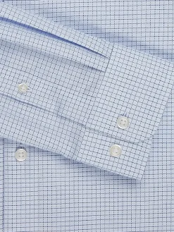 Patterned Dress Shirts|Designer Dress Shirts-Joseph Abboud Classic Fit Mini Tattersall Dress Shirt Blue