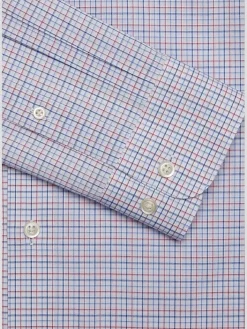 Big & Tall Dress Shirts|Patterned Dress Shirts-Wilke-Rodriguez Classic Fit Multi Tattersall Plaid Dress Shirt Red/Blue