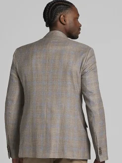 Sport Coats|Sport Coats-Joseph Abboud Classic Fit Plaid Sport Coat Tan Plaid With Blue