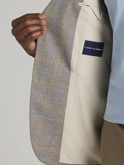 Sport Coats|Sport Coats-Joseph Abboud Classic Fit Plaid Sport Coat Tan Plaid With Blue