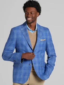 Sport Coats|Sport Coats-Joseph Abboud Classic Fit Plaid Sport Coat Blue Plaid