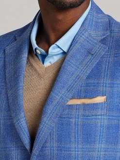 Sport Coats|Sport Coats-Joseph Abboud Classic Fit Plaid Sport Coat Blue Plaid