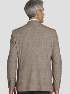 Sport Coats|Sport Coats-Pronto Uomo Classic Fit Plaid Sport Coat Tan Plaid