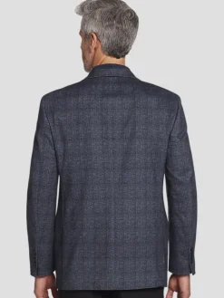 Sport Coats|Sport Coats-Michael Strahan Classic Fit Plaid Sport Coat Grey Plaid