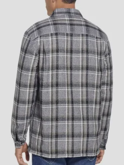 Outerwear|Casual Jackets & Vests-Weatherproof Vintage Classic Fit Sherpa Lined Flannel Shirt Jacket Med Grey