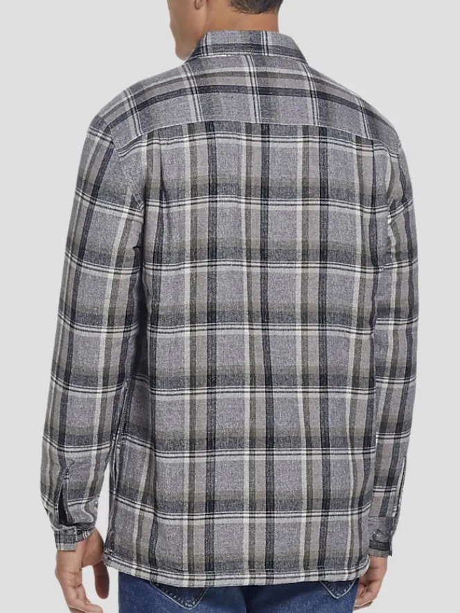 Outerwear|Casual Jackets & Vests-Weatherproof Vintage Classic Fit Sherpa Lined Flannel Shirt Jacket Med Grey