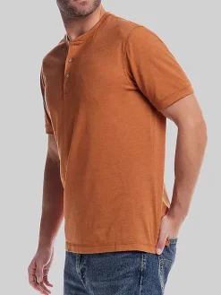 Casual Shirts|T-shirts-Weatherproof Vintage Classic Fit Short Sleeve Sueded Jersey Henley Dark Blue