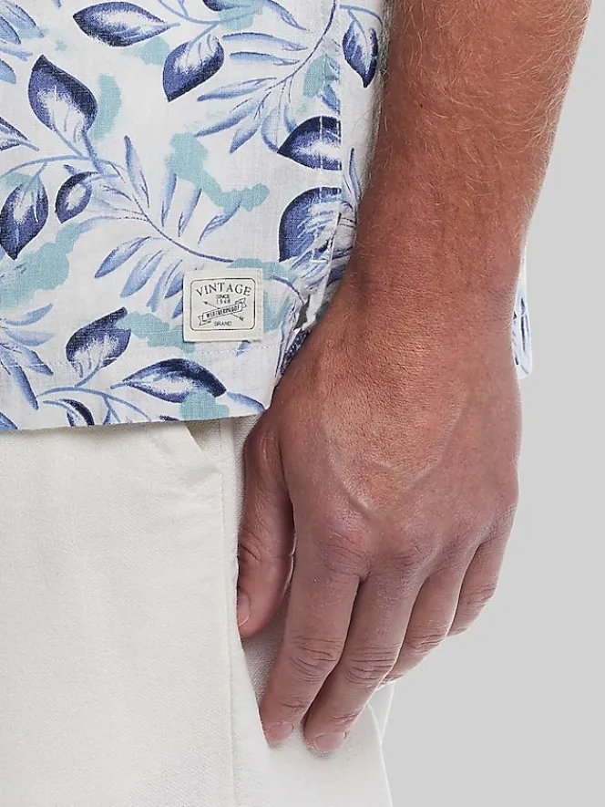 Button Up Shirts|Casual Shirts-Weatherproof Vintage Classic Fit Short Sleeve Camp Shirt Med Blue