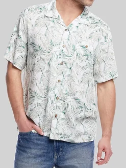 Button Up Shirts|Casual Shirts-Weatherproof Vintage Classic Fit Short Sleeve Camp Shirt Green