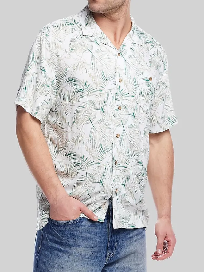 Button Up Shirts|Casual Shirts-Weatherproof Vintage Classic Fit Short Sleeve Camp Shirt Green