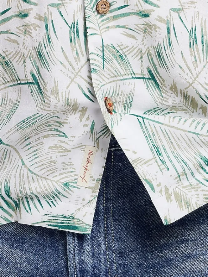 Button Up Shirts|Casual Shirts-Weatherproof Vintage Classic Fit Short Sleeve Camp Shirt Green