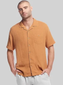 Button Up Shirts|Casual Shirts-Weatherproof Vintage Classic Fit Short Sleeve Camp Shirt Bright Blue