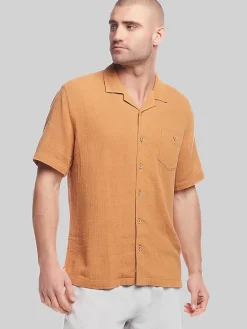 Button Up Shirts|Casual Shirts-Weatherproof Vintage Classic Fit Short Sleeve Camp Shirt Bright Blue