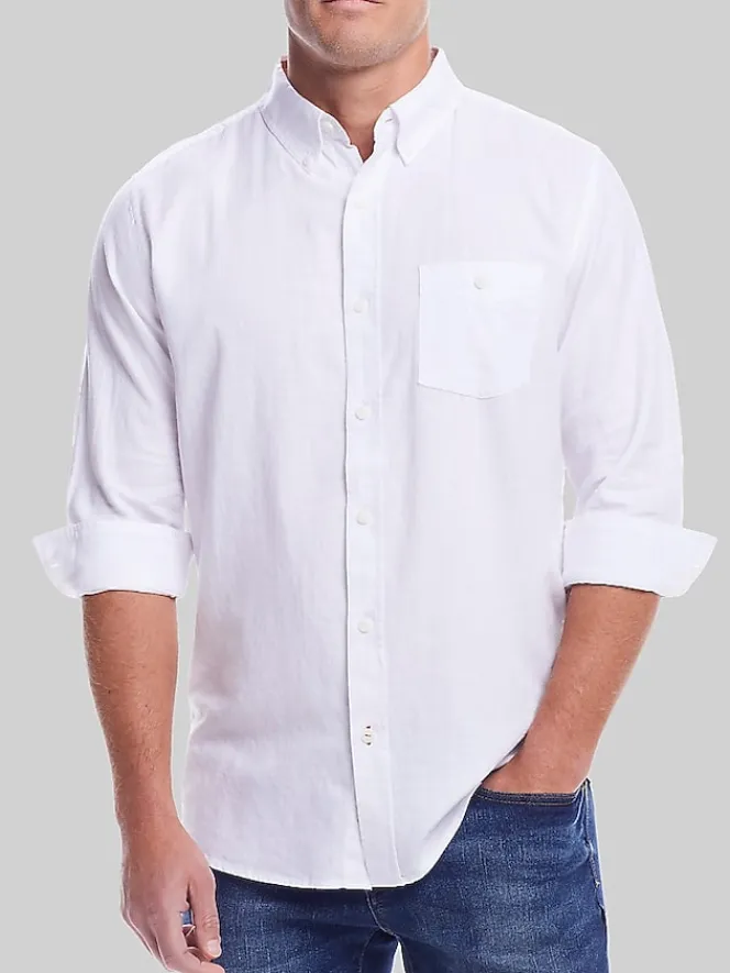 Button Up Shirts|Casual Shirts-Weatherproof Vintage Classic Fit Solid Country Twill Button Up Shirt Light Blue