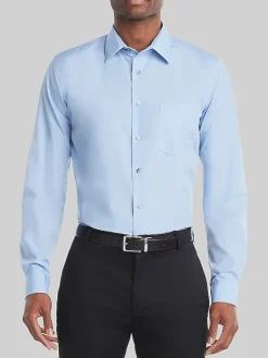Solid Dress Shirts|Dress Shirts-Van Heusen Classic Fit Solid Poplin Dress Shirt Black