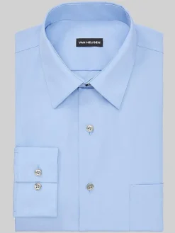 Solid Dress Shirts|Dress Shirts-Van Heusen Classic Fit Solid Poplin Dress Shirt Black