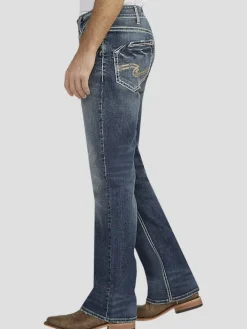 Jeans|Jeans-Silver Jeans Classic Fit Straight Leg Washable Jeans Dark Wash