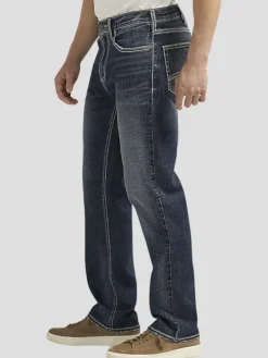 Jeans|Jeans-Silver Jeans Classic Fit Straight Leg Denim Jeans Dark Wash