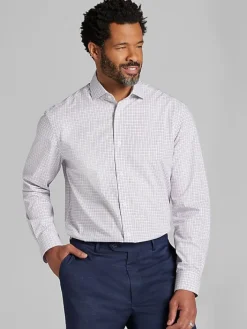 Dress Shirts|Patterned Dress Shirts-Pronto Uomo Classic Fit Tattersall Dress Shirt Navy/Red