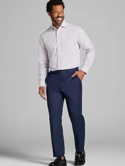 Dress Shirts|Patterned Dress Shirts-Pronto Uomo Classic Fit Tattersall Dress Shirt Navy/Red