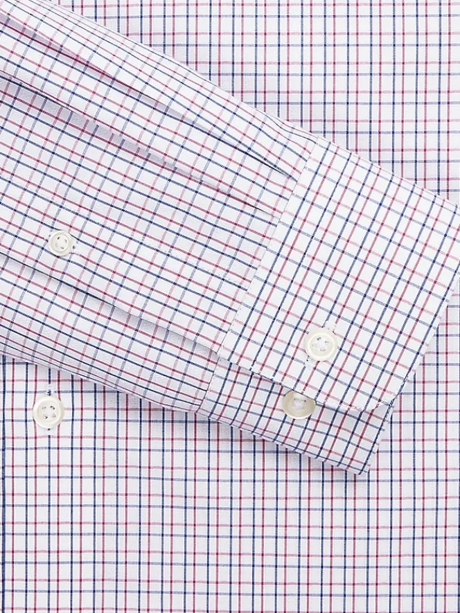 Dress Shirts|Patterned Dress Shirts-Pronto Uomo Classic Fit Tattersall Dress Shirt Navy/Red