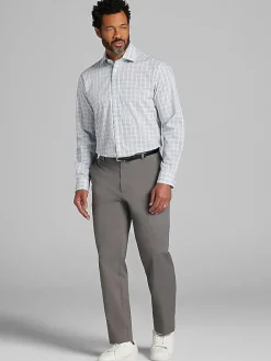 Patterned Dress Shirts|Dress Shirts-Wilke-Rodriguez Classic Fit Tattersall Plaid Dress Shirt Aqua