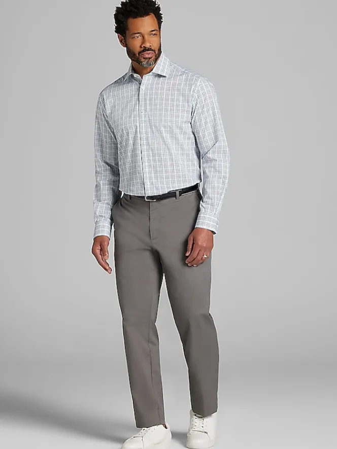 Patterned Dress Shirts|Dress Shirts-Wilke-Rodriguez Classic Fit Tattersall Plaid Dress Shirt Aqua