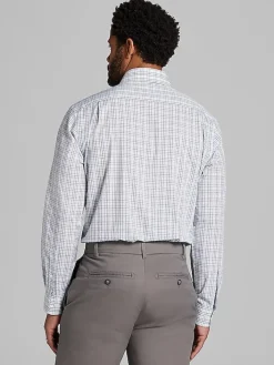 Patterned Dress Shirts|Dress Shirts-Wilke-Rodriguez Classic Fit Tattersall Plaid Dress Shirt Aqua