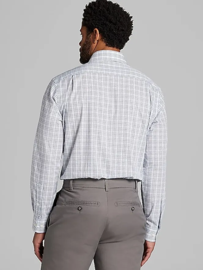 Patterned Dress Shirts|Dress Shirts-Wilke-Rodriguez Classic Fit Tattersall Plaid Dress Shirt Aqua